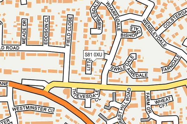 S81 0XU map - OS OpenMap – Local (Ordnance Survey)