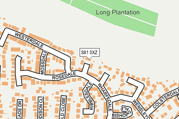 S81 0XZ map - OS OpenMap – Local (Ordnance Survey)