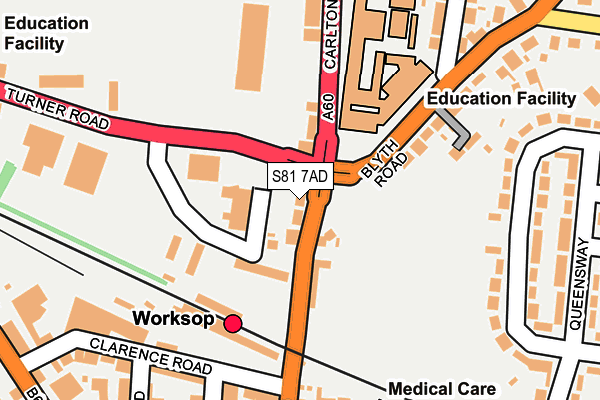 S81 7AD map - OS OpenMap – Local (Ordnance Survey)