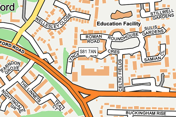 S81 7AN map - OS OpenMap – Local (Ordnance Survey)