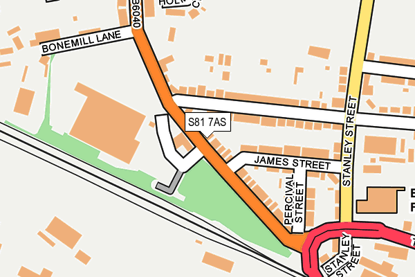 S81 7AS map - OS OpenMap – Local (Ordnance Survey)