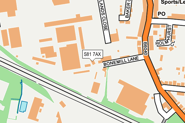 S81 7AX map - OS OpenMap – Local (Ordnance Survey)