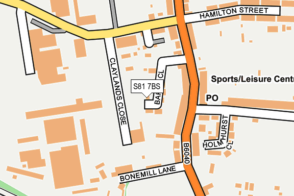 S81 7BS map - OS OpenMap – Local (Ordnance Survey)