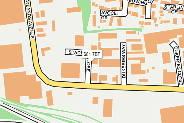 S81 7BT map - OS OpenMap – Local (Ordnance Survey)