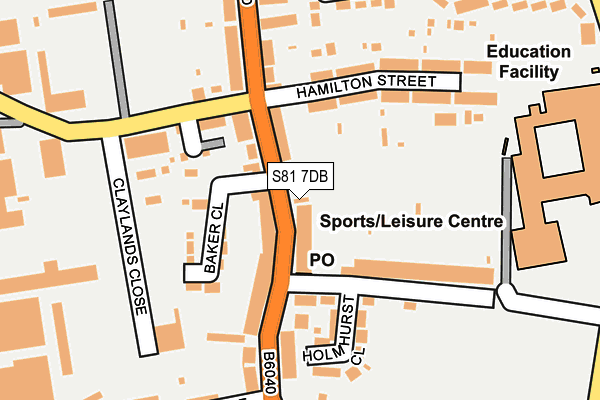 S81 7DB map - OS OpenMap – Local (Ordnance Survey)