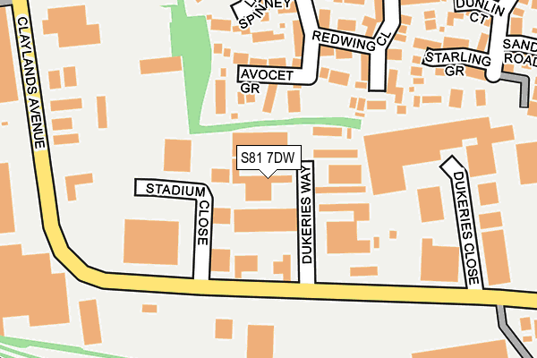 S81 7DW map - OS OpenMap – Local (Ordnance Survey)