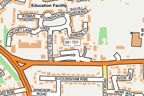 S81 7DY map - OS OpenMap – Local (Ordnance Survey)