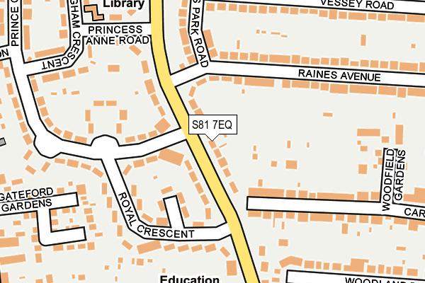 S81 7EQ map - OS OpenMap – Local (Ordnance Survey)