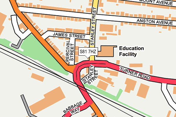 S81 7HZ map - OS OpenMap – Local (Ordnance Survey)