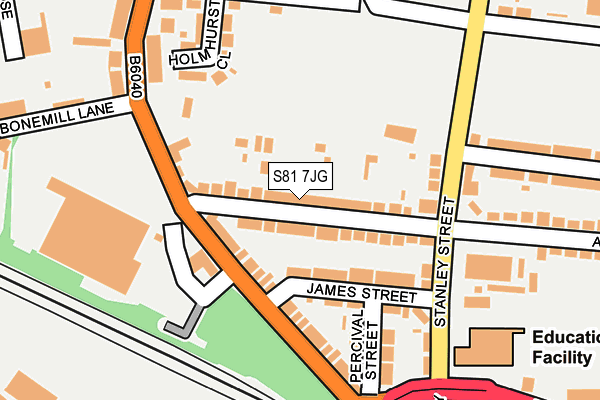S81 7JG map - OS OpenMap – Local (Ordnance Survey)