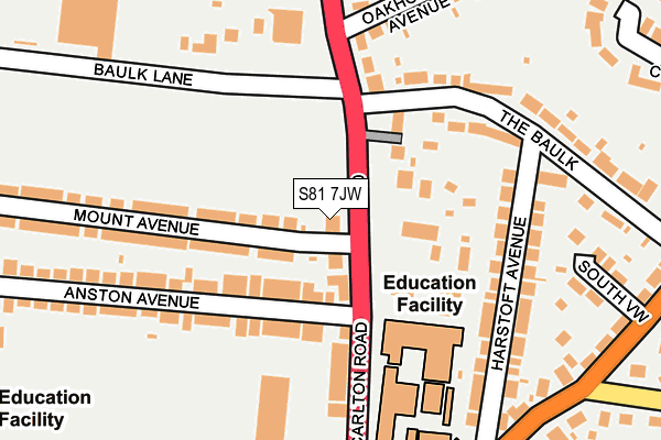 S81 7JW map - OS OpenMap – Local (Ordnance Survey)