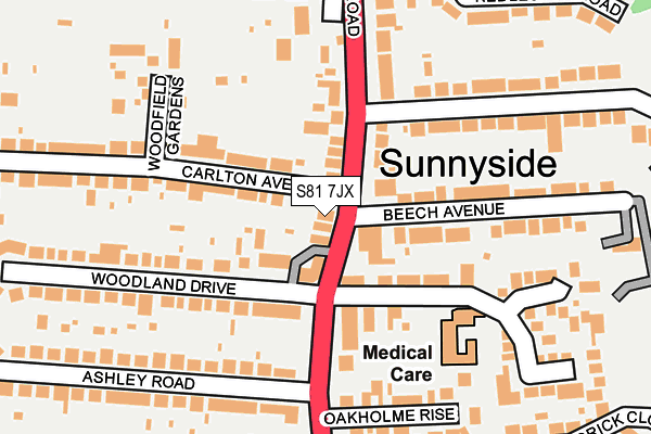 S81 7JX map - OS OpenMap – Local (Ordnance Survey)