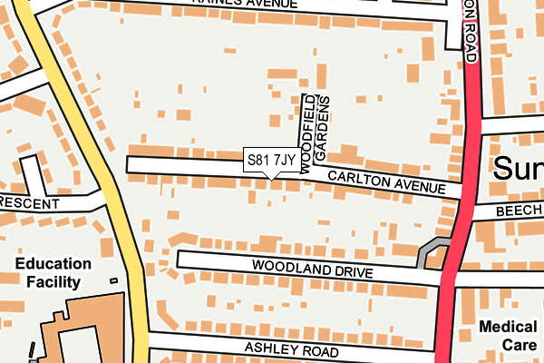 S81 7JY map - OS OpenMap – Local (Ordnance Survey)