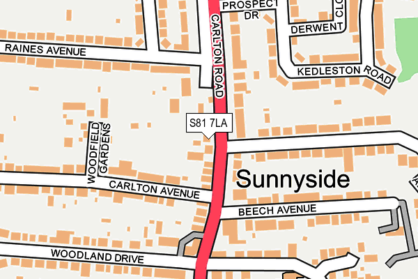 S81 7LA map - OS OpenMap – Local (Ordnance Survey)