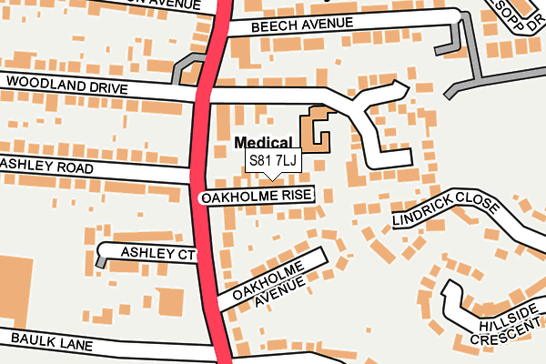 S81 7LJ map - OS OpenMap – Local (Ordnance Survey)