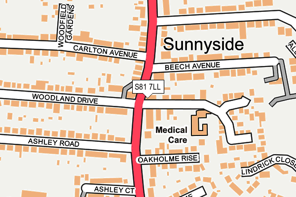 S81 7LL map - OS OpenMap – Local (Ordnance Survey)