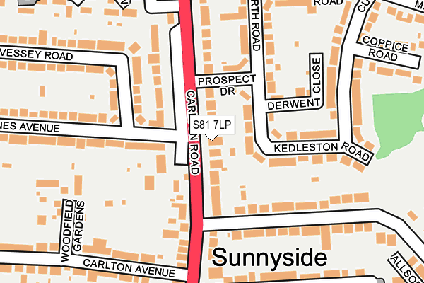 S81 7LP map - OS OpenMap – Local (Ordnance Survey)