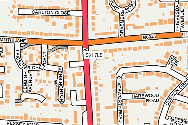 S81 7LS map - OS OpenMap – Local (Ordnance Survey)