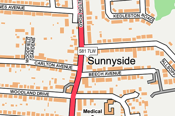 S81 7LW map - OS OpenMap – Local (Ordnance Survey)