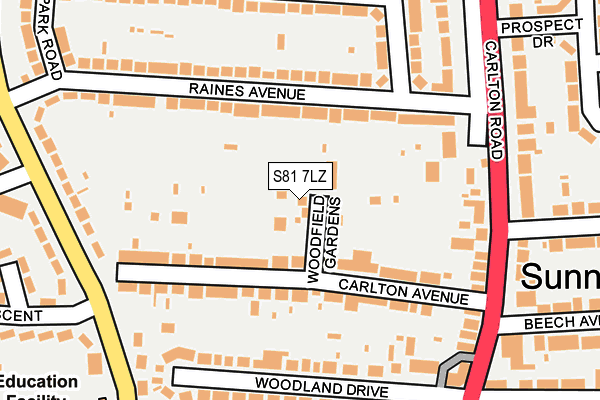 S81 7LZ map - OS OpenMap – Local (Ordnance Survey)