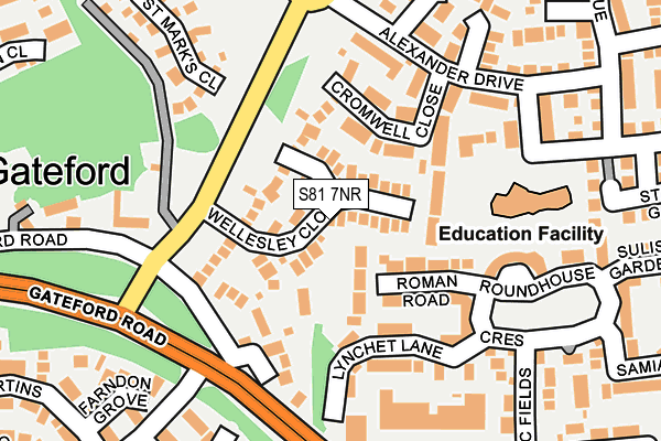 S81 7NR map - OS OpenMap – Local (Ordnance Survey)