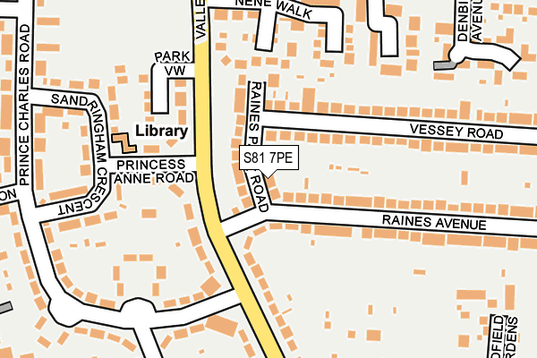 S81 7PE map - OS OpenMap – Local (Ordnance Survey)