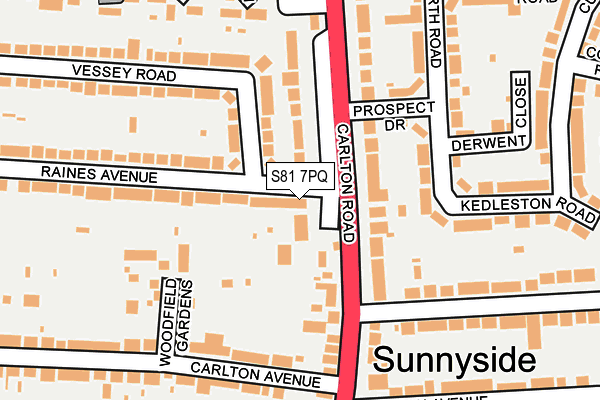 S81 7PQ map - OS OpenMap – Local (Ordnance Survey)