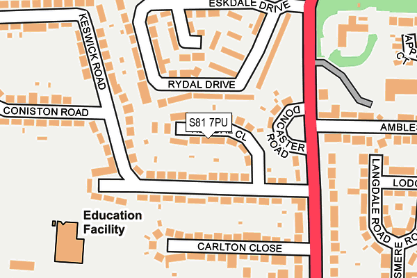 S81 7PU map - OS OpenMap – Local (Ordnance Survey)