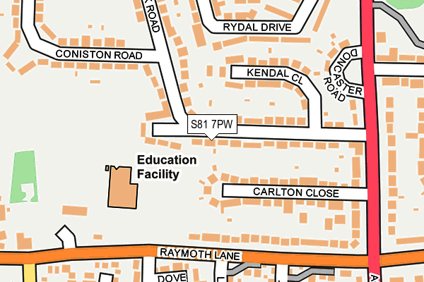 S81 7PW map - OS OpenMap – Local (Ordnance Survey)