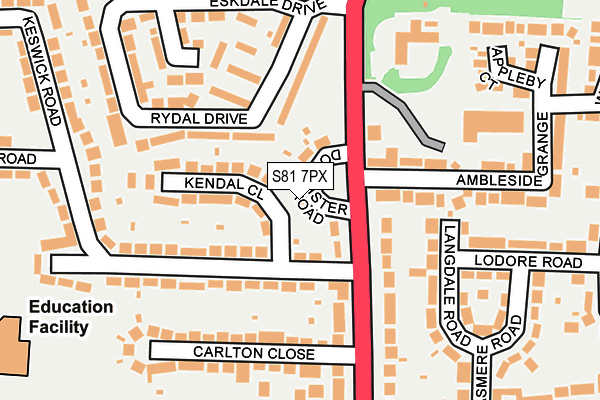 S81 7PX map - OS OpenMap – Local (Ordnance Survey)