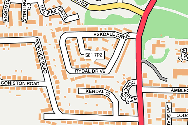 S81 7PZ map - OS OpenMap – Local (Ordnance Survey)