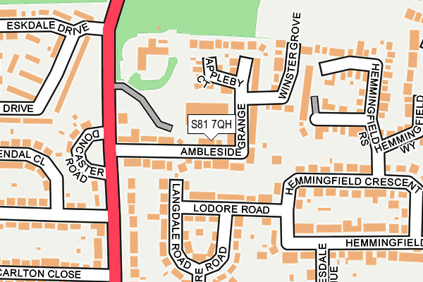 S81 7QH map - OS OpenMap – Local (Ordnance Survey)