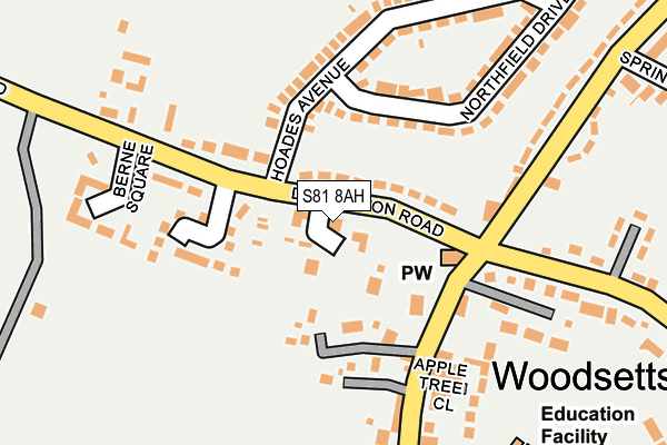 S81 8AH map - OS OpenMap – Local (Ordnance Survey)