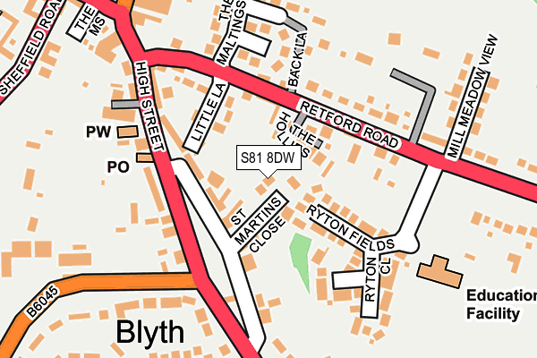 S81 8DW map - OS OpenMap – Local (Ordnance Survey)