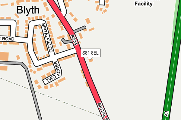S81 8EL map - OS OpenMap – Local (Ordnance Survey)
