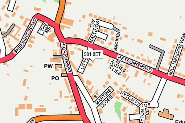 S81 8ET map - OS OpenMap – Local (Ordnance Survey)