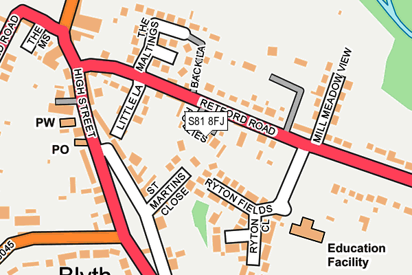 S81 8FJ map - OS OpenMap – Local (Ordnance Survey)