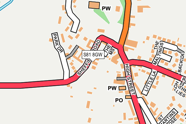 S81 8GW map - OS OpenMap – Local (Ordnance Survey)
