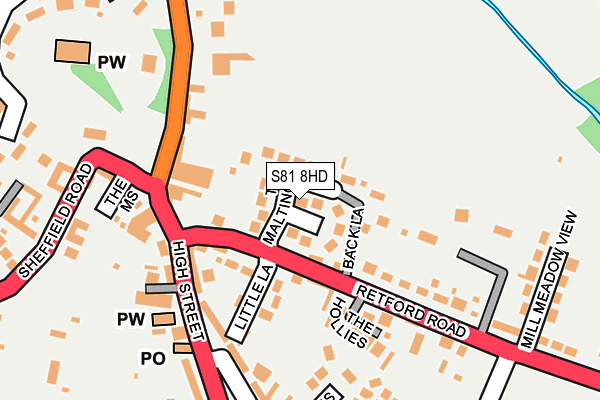 S81 8HD map - OS OpenMap – Local (Ordnance Survey)