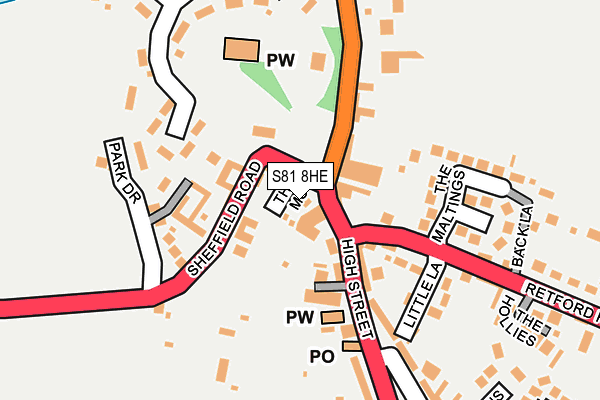S81 8HE map - OS OpenMap – Local (Ordnance Survey)