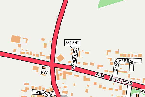 S81 8HY map - OS OpenMap – Local (Ordnance Survey)