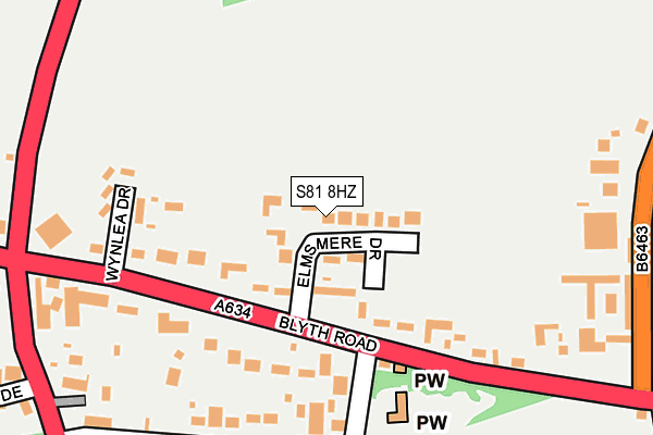 S81 8HZ map - OS OpenMap – Local (Ordnance Survey)