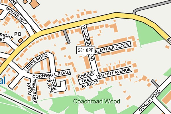 S81 8PF map - OS OpenMap – Local (Ordnance Survey)