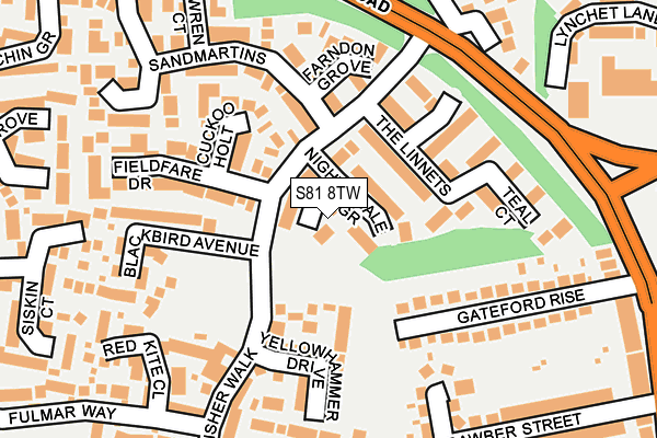 S81 8TW map - OS OpenMap – Local (Ordnance Survey)