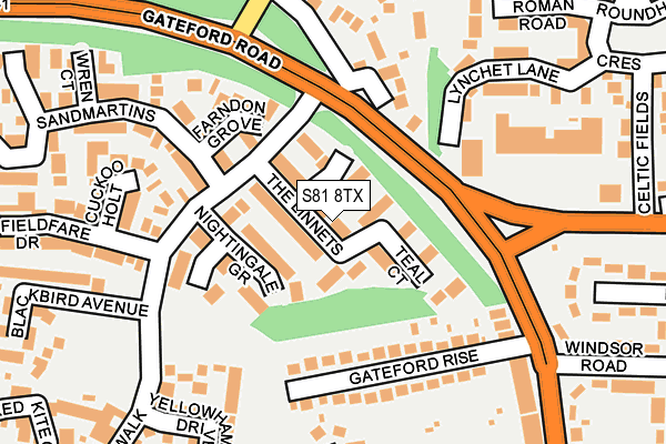 S81 8TX map - OS OpenMap – Local (Ordnance Survey)