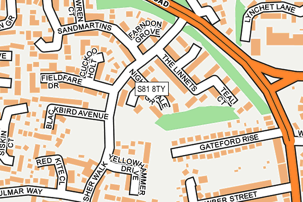 S81 8TY map - OS OpenMap – Local (Ordnance Survey)