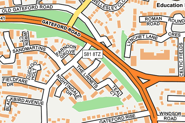 S81 8TZ map - OS OpenMap – Local (Ordnance Survey)