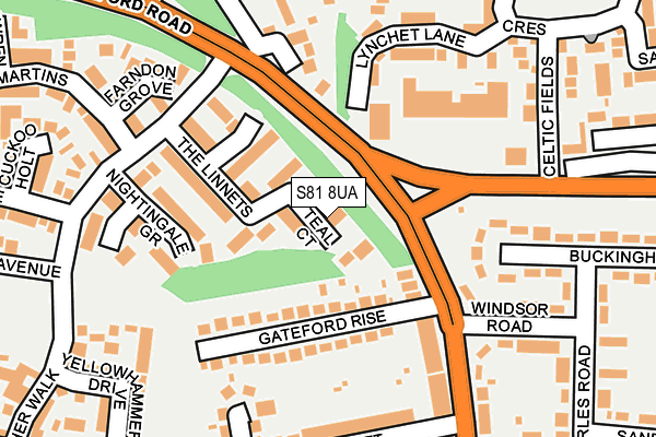 S81 8UA map - OS OpenMap – Local (Ordnance Survey)