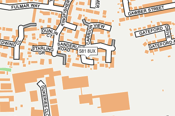 S81 8UX map - OS OpenMap – Local (Ordnance Survey)