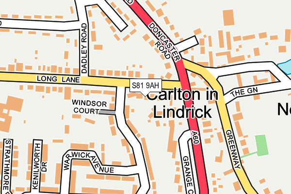 S81 9AH map - OS OpenMap – Local (Ordnance Survey)